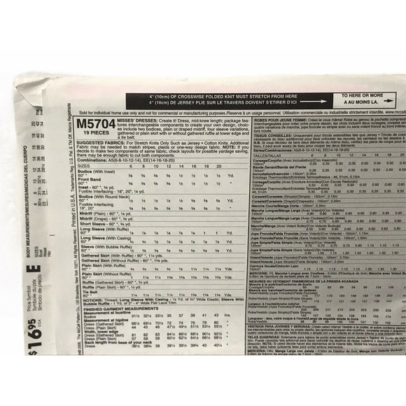 McCalls Pattern M5704 Create It! Dresses Boho Color Block Sz 6 8 10 12 14 Sewing - Picture 4 of 6